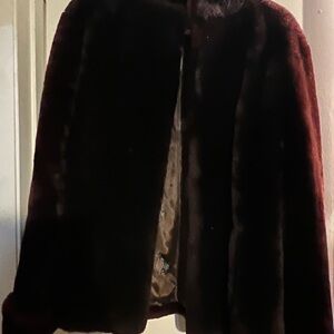 Elegant Dark Brown Faux fur Coat Vintage Sears and Roebck Mouton coat.